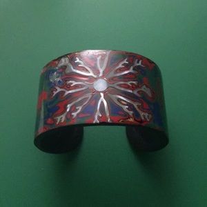 Bracelet with shell inlay and painted design